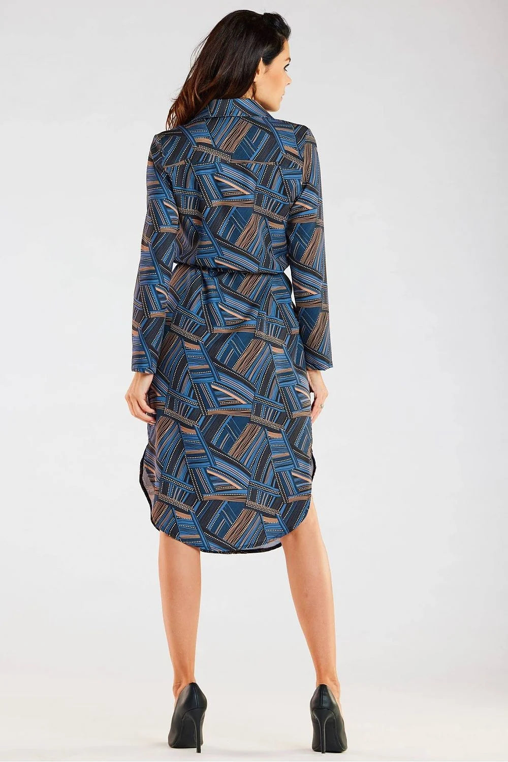Robe de jour awama pour femme design moderne matériau confortable manches longues ceinture incluse polyester elasthanne