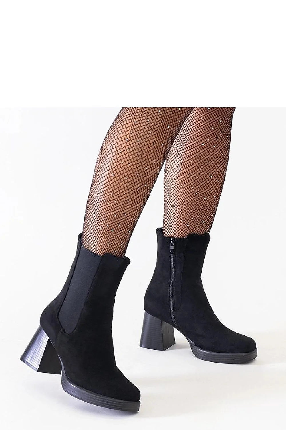 bottines élégantes femme talons carrés ecodaim noir doublées chaudes confortables bout carré fermeture éclair semelle synthétique antidérapante panneaux élastiques latéraux