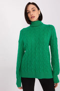 Pull col roulé tricot torsadé vert vif femme manches longues coupe ajustée pull tricoté mode intemporelle