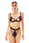 Ensemble de lingerie sexy Anais dentelle noire femme soutien-gorge string sexy ajusté