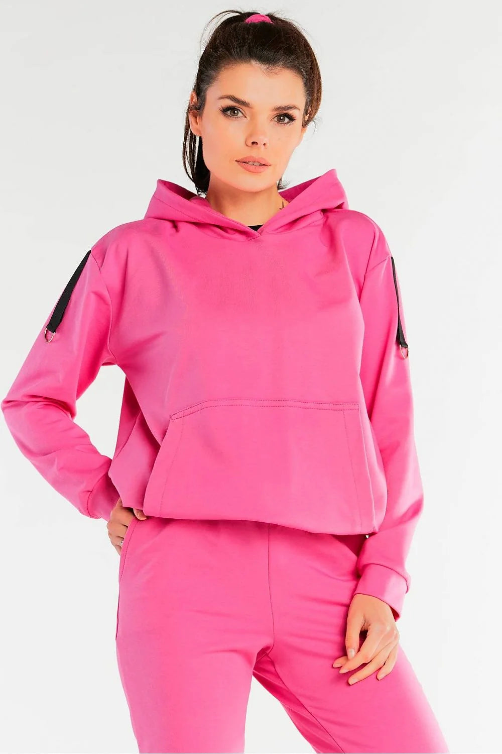 Ensemble de Sport Coton Décontracté Moderne Confortable Bleu Turquoise Capuche Poches Femmes Mode Pantalon