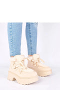 bottes neige femme lacées plateforme haute suédine beige crème doublure fourrure bout rond semelle crantée antidérapante