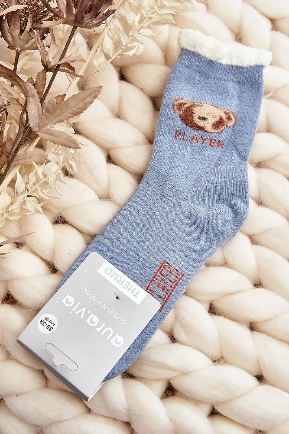 Chaussettes Step in style pour femme, design ours peluche, tissu tricoté, doux et chaud, taille 35-38, idéal pour les jours froids