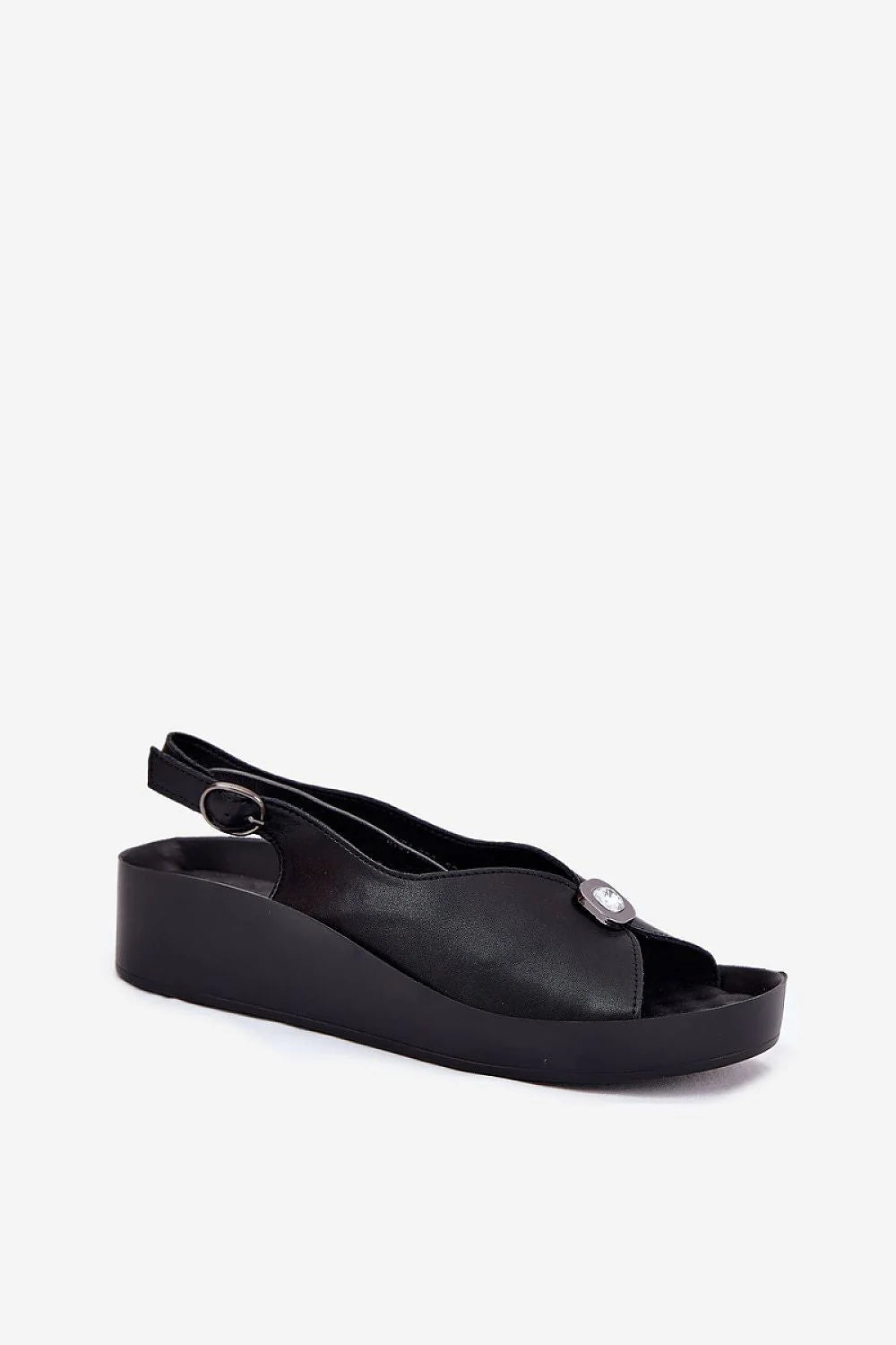 Sandales élégantes S.Barski Cothurnes Step in style, plateforme 1.5 cm, talon compensé 4 cm, cuir naturel, ajustement parfait, confort toute la journée, style moderne, femmes