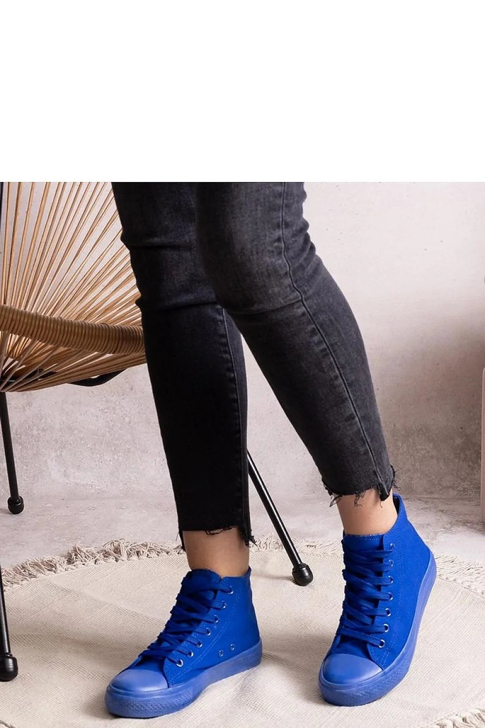Baskets montantes pour femmes design moderne couleur électrique tissu caoutchouc lacets assortis semelle antidérapante occasion urbaine casual