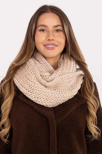 snood femme infinity tube grosse maille beige clair moelleuse texturée tricot épais grand volume double tour chaleur isolante