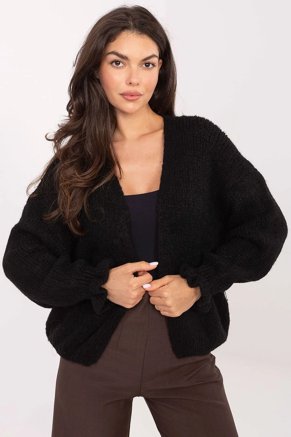 cardigan réversible sans fermeture polyvalent décontracté quotidien bureau acrylique laine viscose polyamide motif lisse manches longues volantes féminines