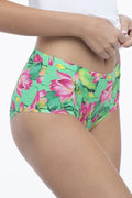 Culottes de bain Julimex taille haute motifs floraux fleurs de lotus rose jaune vert femmes été aquatique
