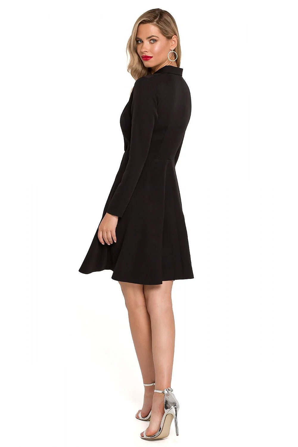 Robe de soirée élégante longue manches longues col V croisé couleur magenta vibrante polyester 5% elasthanne 95% femme