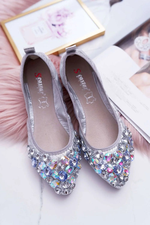 Ballerines Step in style confortables strass pierres décoratives cuir écologique semelle cuir naturel femmes tailles 36-41