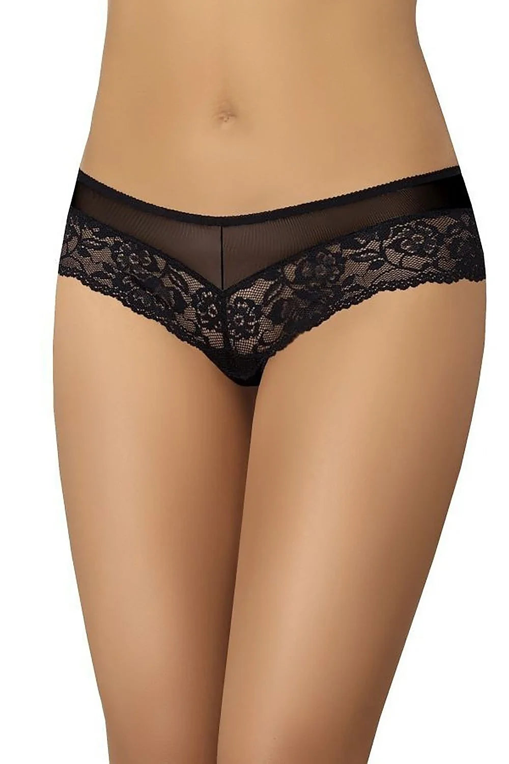 Ensemble de culottes féminines Teyli couleur beige, blanc et noir dentelle florale taille basse bikini cut élastique doux