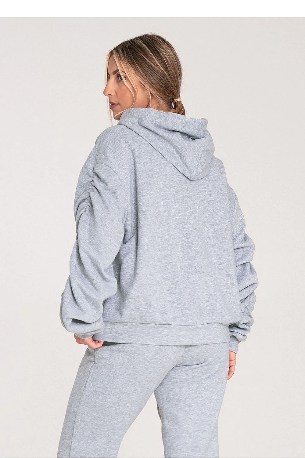 Sweatshirt Figl à capuche en coton épais manches longues poignets côtelés poche avant taille ajustable femme