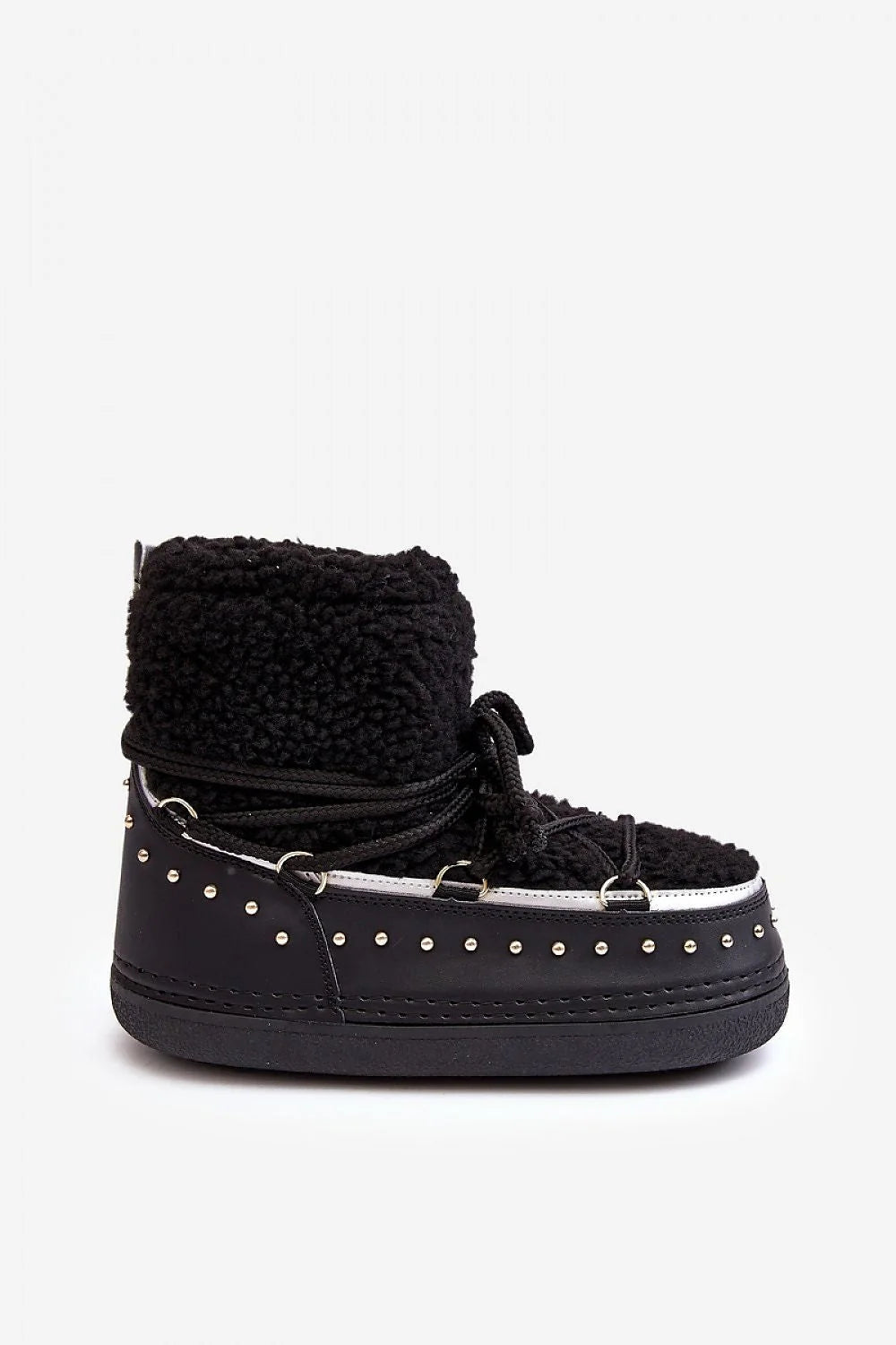 Bottines de neige Step in style en fausse fourrure tige noire semelle épaisse lacets métalliques femmes