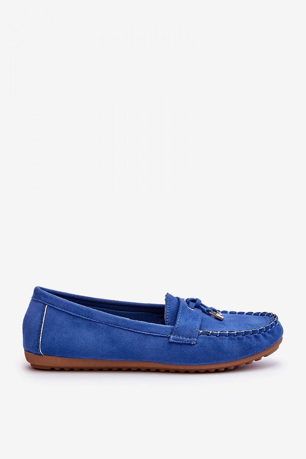 Moccasins pour femmes style classique moderne avec détails décoratifs en cuir suédé bleu vif