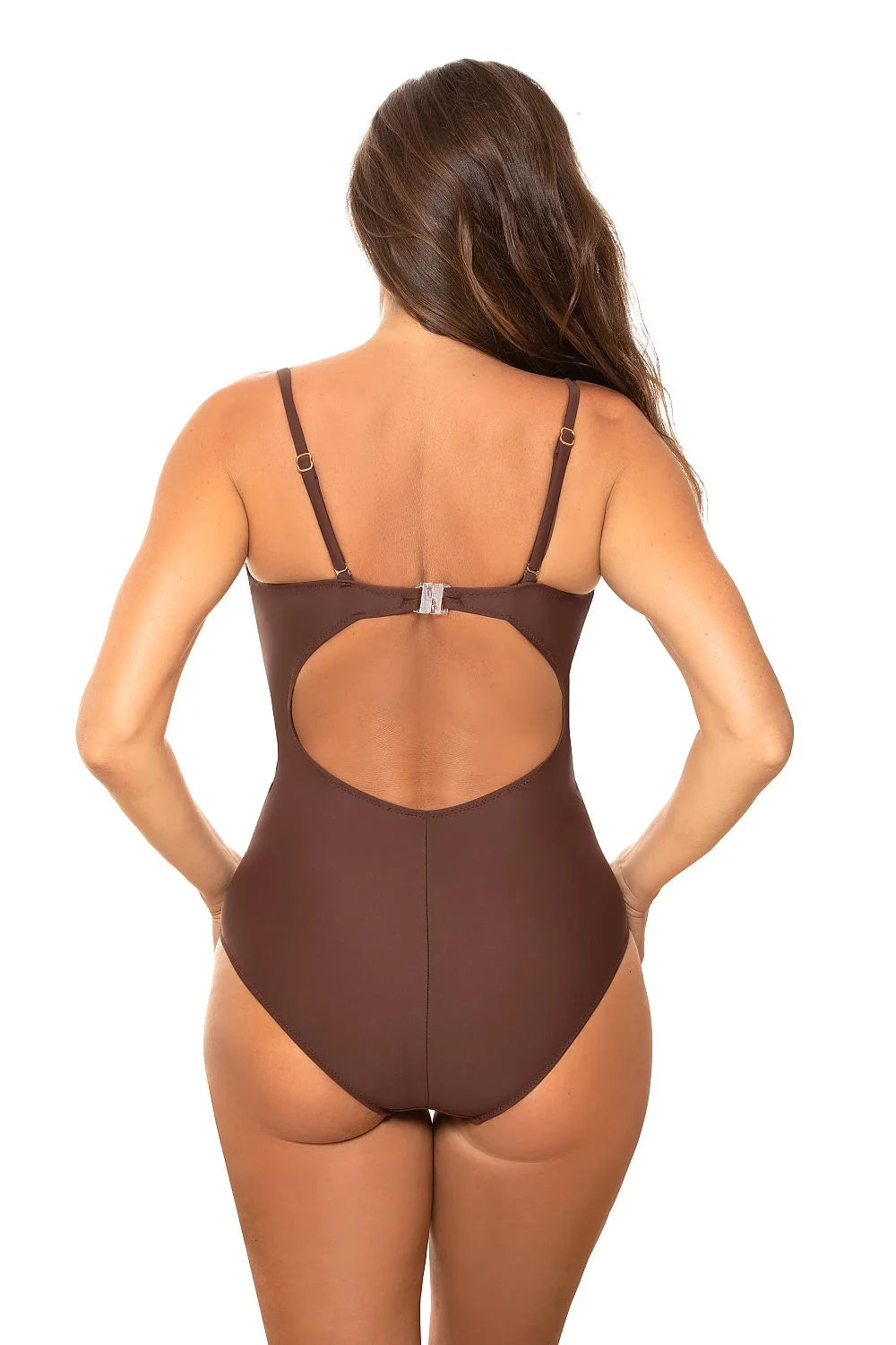 Maillot de bain une pièce Marko bordeaux bande dorée bustier finitions soignées femmes mode été plage