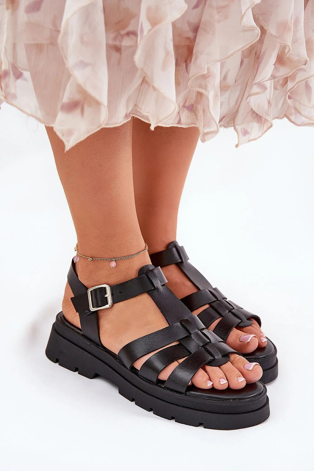 Sandales pour femmes style moderne设计, confortables, plateforme 3cm, cuir artificiel, ajustables, métal argenté, chaîne ornementale, semelle caoutchouc, idée cadeau été, sandales estivales, mariage, soirées, mode féminine