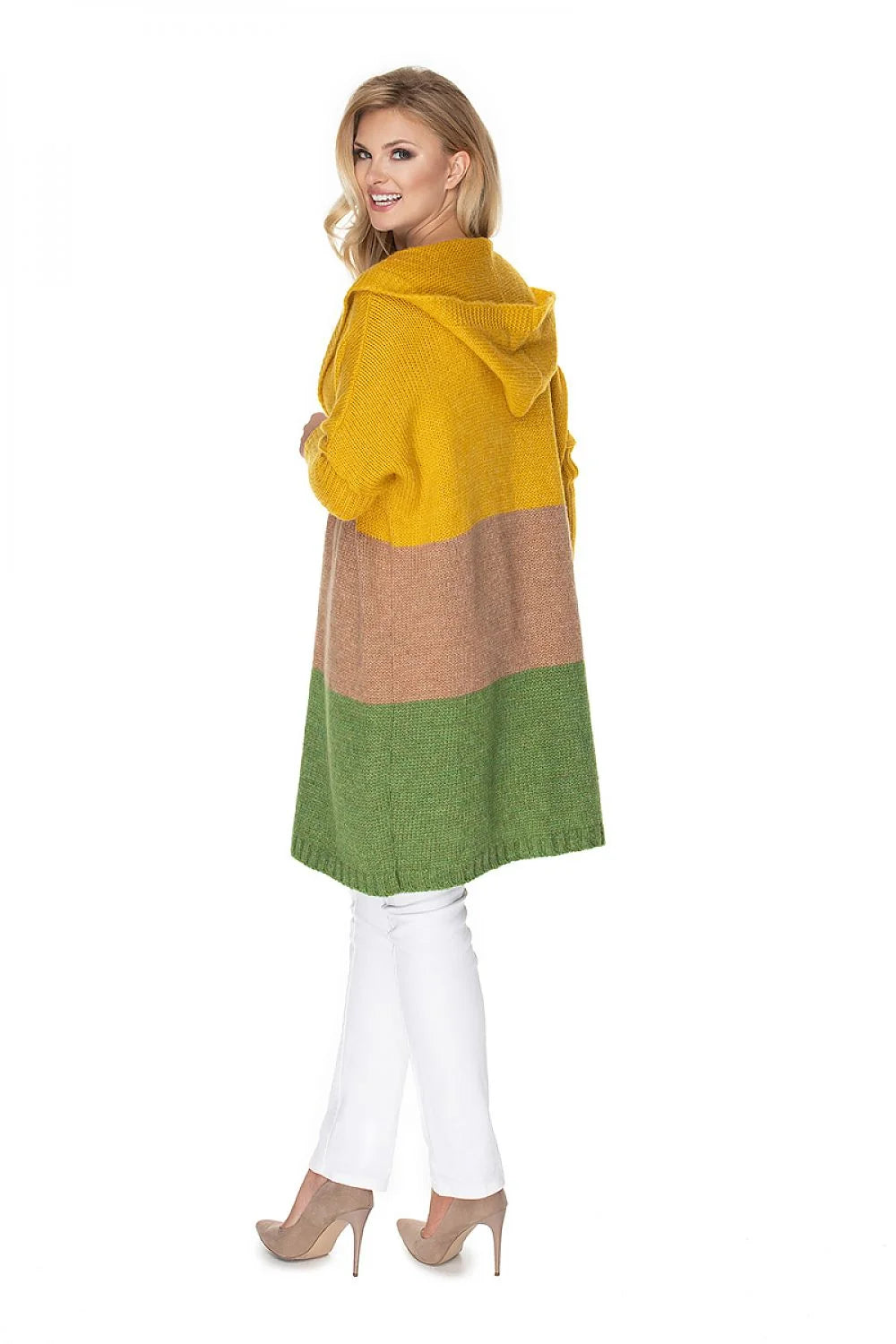 Cardigan tricot en laine coupe ample moderne blocs de couleur pastel pour femmes printemps automne