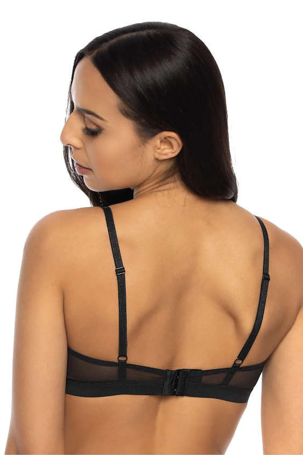 Soutien-gorge soft mat percy dentelle noire floral tulle rouge non rembourré bretelles ajustables fermeture crochets lingerie féminine élégante romantique