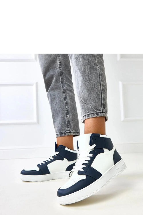 baskets montantes femme streetwear rétro blanc bleu marine similicuir perforées lacets semelle épaisse antidérapante plateforme 35mm maintien cheville respirante confortable