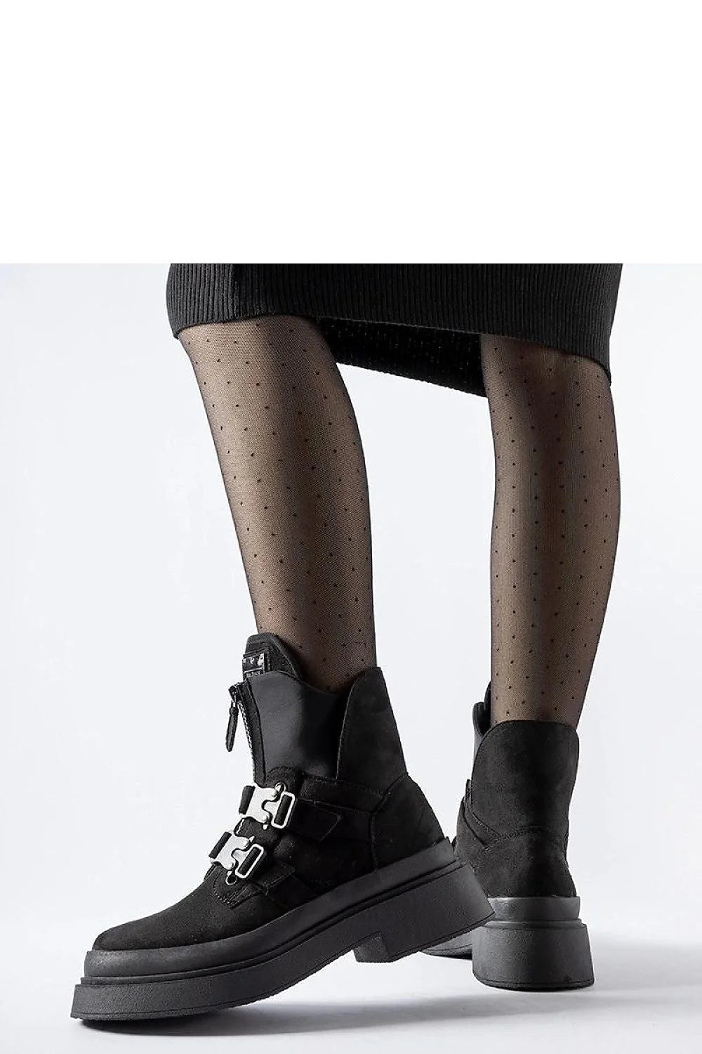 Bottes Solea en cuir noir mat, plateforme, boucles métalliques, mi-cuisse, style urbain, femmes, automne-hiver