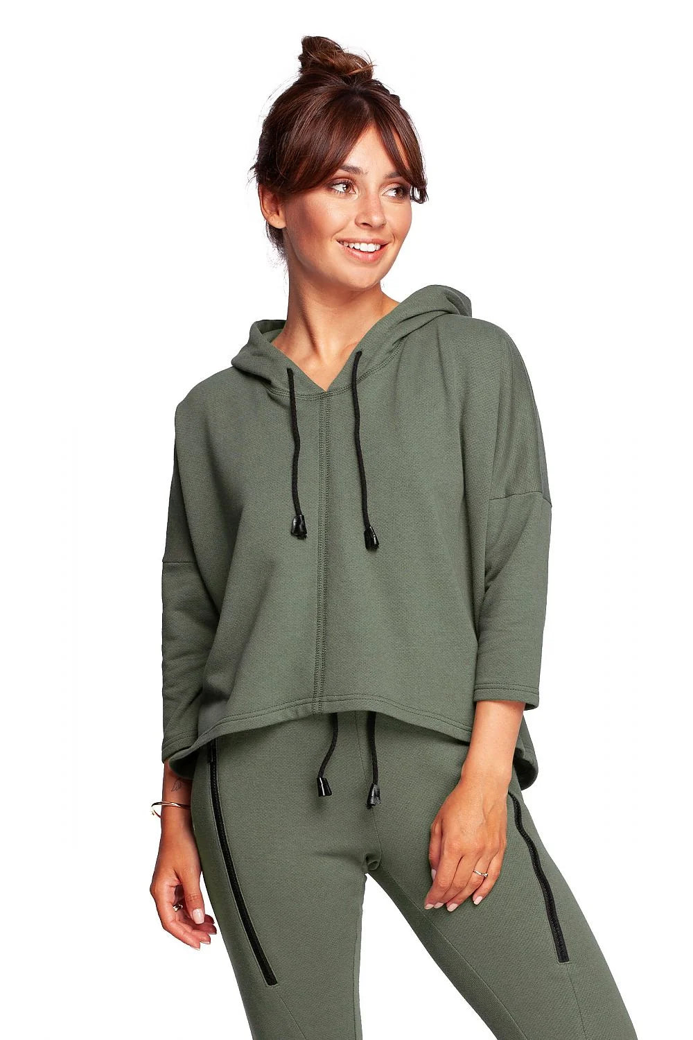 Sweatshirt et pantalon Be Wear femme rose pâle oversize décontracté style moderne maille douce coton polyester capuche drawstring