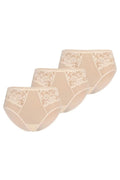 Ensemble de culottes Teyli en dentelle beige pour femmes, taille haute, confort optimal, XS à XXXL, 3 pièces, style élégant, matériau doux et extensible