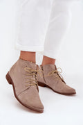 bottines cuir suédé taupe lacées zippées bouts arrondis talon bas confortables chaudes polyvalentes décontractées chic festonnées derby semelle marron quotidiennes