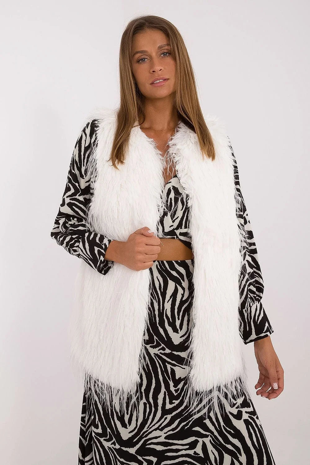 Gilet en fausse fourrure sans manches style casual chic pour femmes, look élégant et confortable, polyester 100%, occasions quotidiennes et city outings