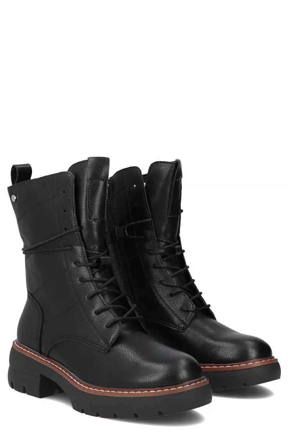 bottines noires cuir naturel insert marron Shani Filippo femme élégantes confortables durables tige mi mollet semelle crantée surpiqûre contrastée urbain