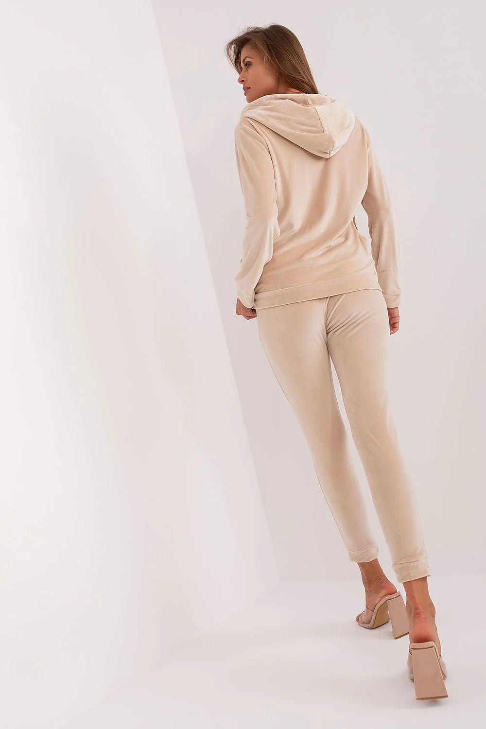 Ensemble de détente pour femmes velours sweat zippé pantalon assorti capuche poches élégance décontractée