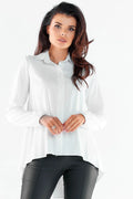 Chemise élégante pour femme longues manches design asymétrique dos allongé style moderne blanc coupe ample