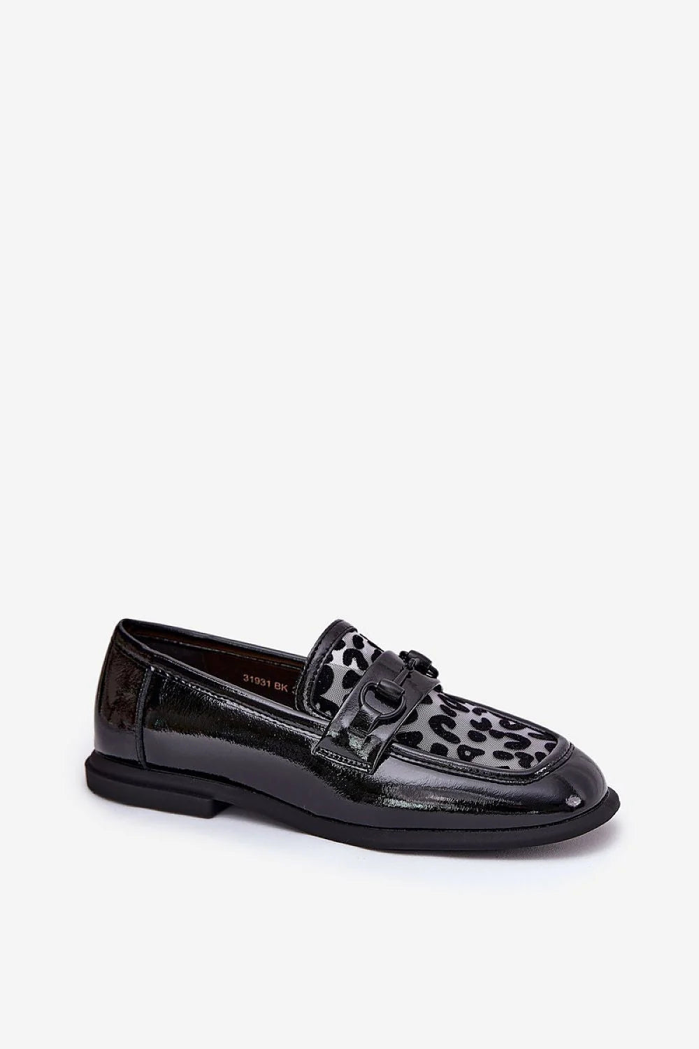 Mocassins pour femme cuir verni noir motif léopard style élégant et moderne confort tout le jour Vinceza