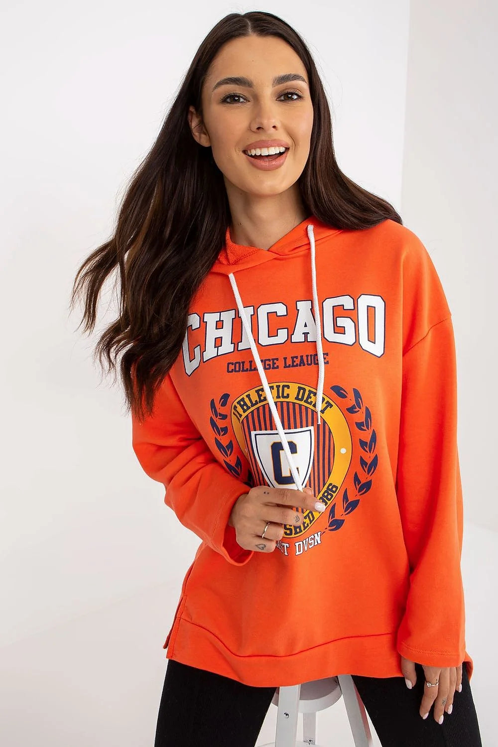 Sweatshirt pour femme Fancy rose pâle oversize capuche manches longues graphic print
