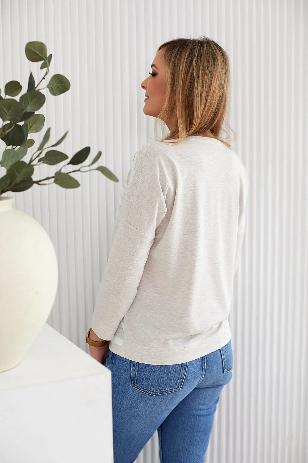 Chemisier La Aurora Femme Style Moderne Décontracté Rayures Horizontales Manches Longues Col Rond Taille Élastique Matière Douce Confortable