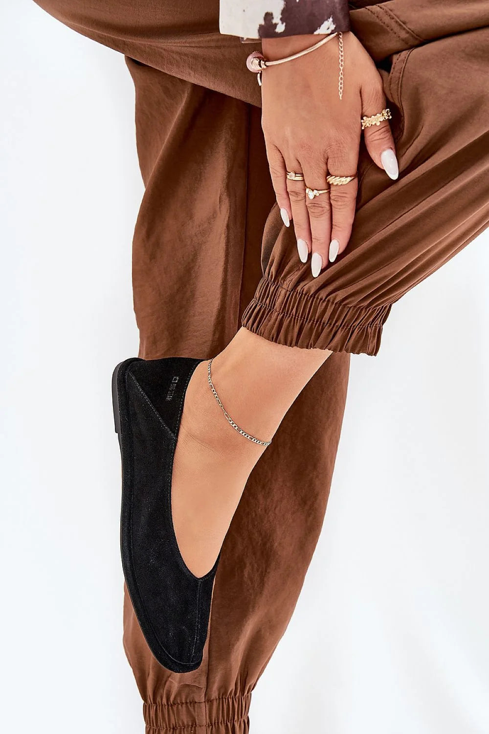 Ballerines Step in style femmes daim naturel noir confortables coupe basse ouverture arrondie semelle souple talon 1 cm