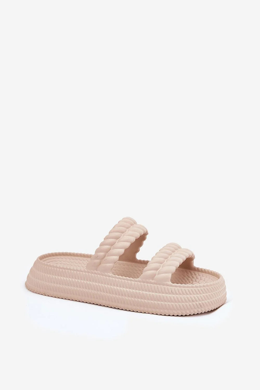 Sandales femmes modernes deux brides torsadées confort légèreté été plage piscine beige élégance style minimaliste
