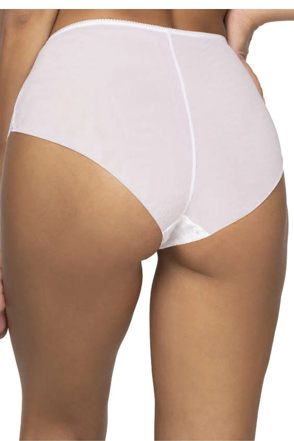 Culotte féminine taille haute dentelle blanche motif zigzag nœud subtil confort élastique ajustement parfait femme