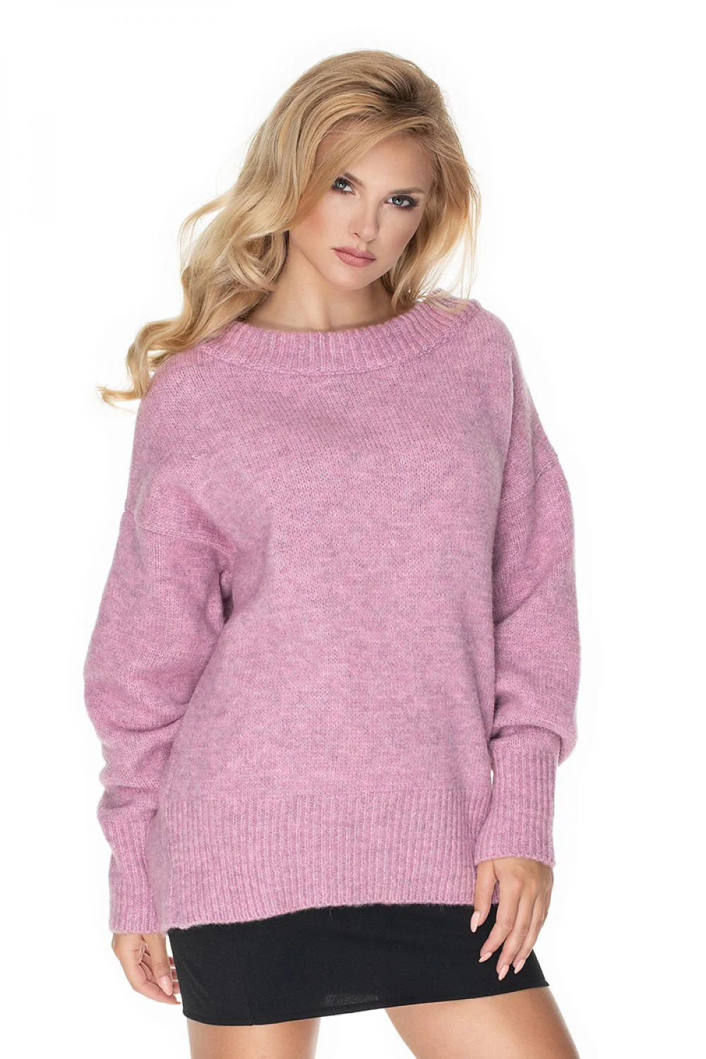 Pull-over ample femme laine acrylique polyester col rond jaune moutarde confort hiver chaud élégant