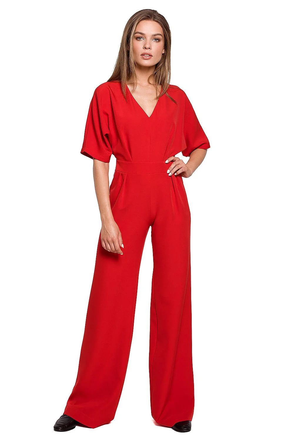 Combinaison polyester élégante et chic pour femme moderne couleur terre cuite manches chauve-souris