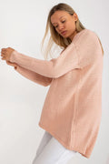 Pull-over féminin épuré rose pâle longue manches longues coupe ample style casual chic femme