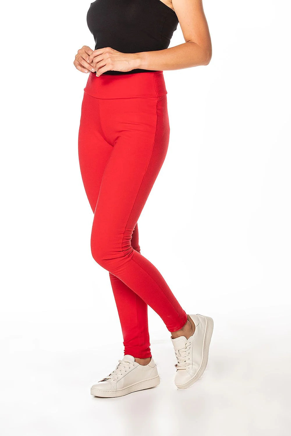 Legging femme survêtement Tessita rouge vif coton polyester stretch taille haute coupe ajustée activewear confort