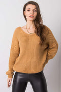 Pull femme tricot maille oversize moutarde confortable manches longues chic casual automne hiver