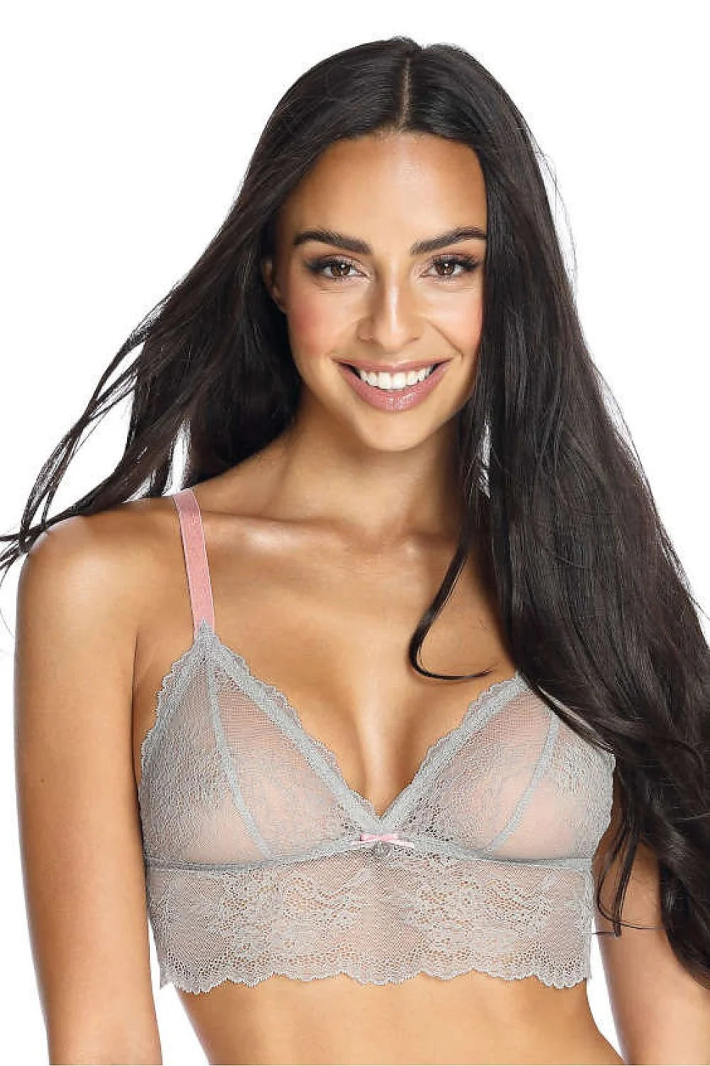 Soutien-gorge dentelle sans armature triangles gris brides réglables confort élégance lingerie féminine mode