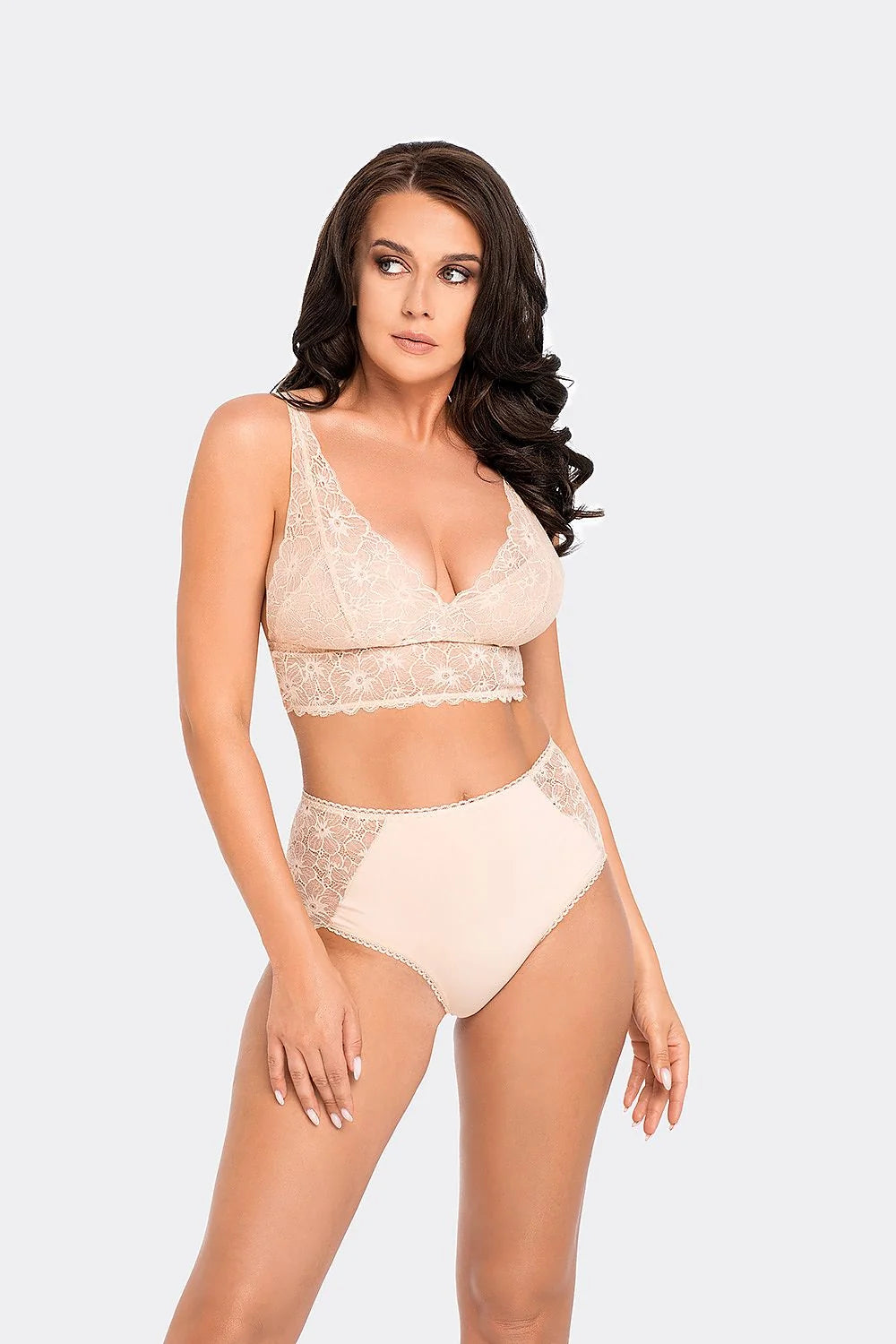 Culottes Babell BBL 190 Taille Haute Dentelle Coton Élasthanne Soutien-Gorge nude beige femme lingerie confort