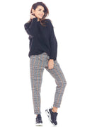 Pantalon femme à carreaux coton moderne élégance décontractée bureau urbain automne-hiver confort sûr