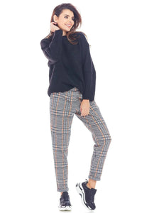 Pantalon femme à carreaux coton moderne élégance décontractée bureau urbain automne-hiver confort sûr