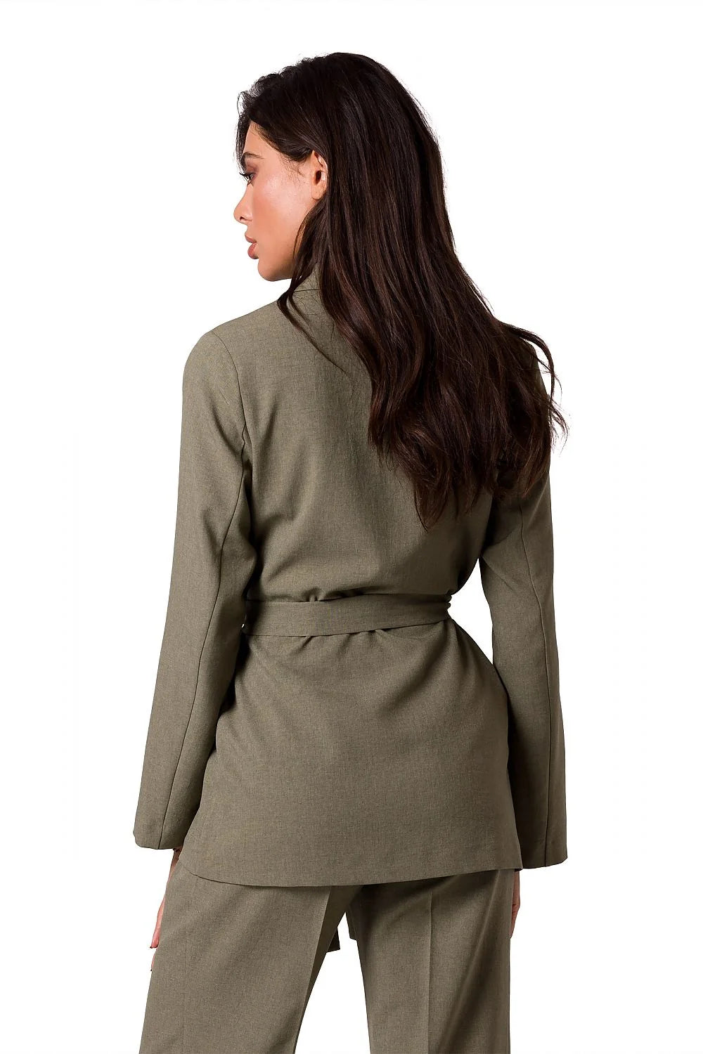 Ensemble femme blazer chemisier manches longues pantalon droit taille ajustable style élégant matériau léger couleur blanc pur