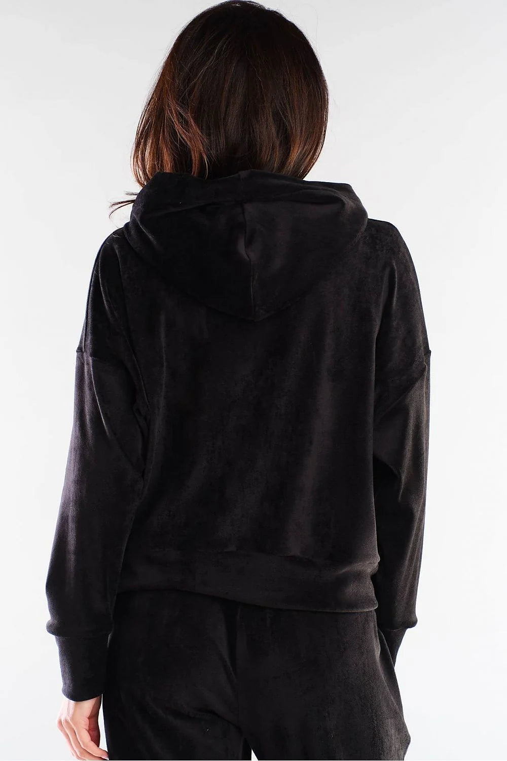 Sweatshirt femme velours rose vif style décontracté chic confortable coupe ample capuche poches pratiques