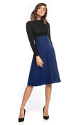 Ensemble deux pièces coton polyester chic élégant ajusté évasé noir bleu mode féminine