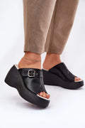 Sandales platesforme style audacieux cuir naturel noir femmes occasions spéciales confort talon compensé sangle argentée